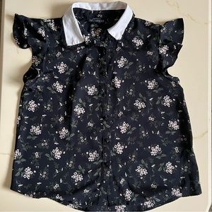 Black Floral Button Down